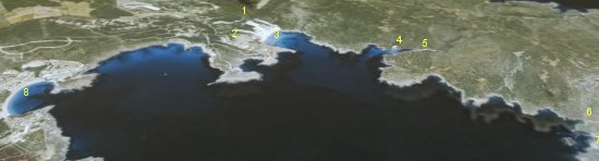 Mapa de la costa norte de Menorca en el area de La urbanizacion de Son Parc, y las playas virgenes de la cara oeste de la Mola de Fornells