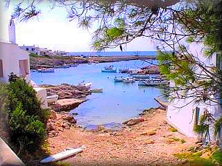 Biniancolla en la costa de san luis de pequeñas casas al borde de la cala de Biniancolla cuenta con una interesante oferta de restaurantes con terrasas mirando al los bellos atardeceres en el mar